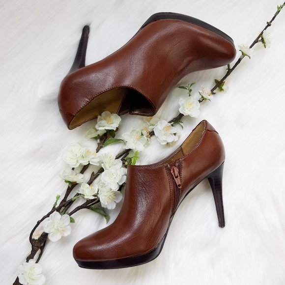 Worthington Shoes - Worthington Vegan Leather Brown High Heel Booties